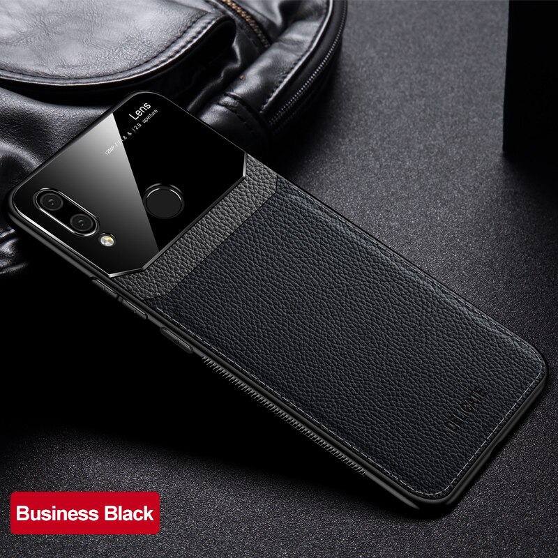 Xiaomi Redmi Note 7 Case PU Leather Plexiglass Silicone Shockproof Bumper Phone Case For Xiomi Redmi Note8 8 Pro Plus Back Cover: Redmi 8 / Black