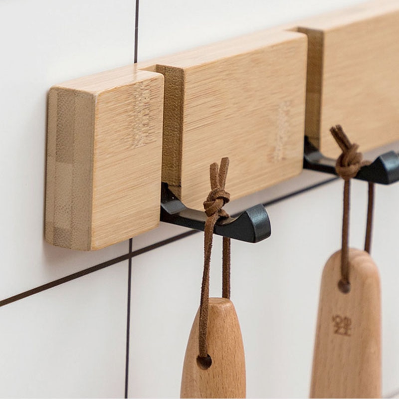 Hout Sleutelhouder Muur Verborgen Kapstok Kleding Hoed Organizer Sleutelhouder Kleerhanger Voor Badkamer Thuis Decoratie