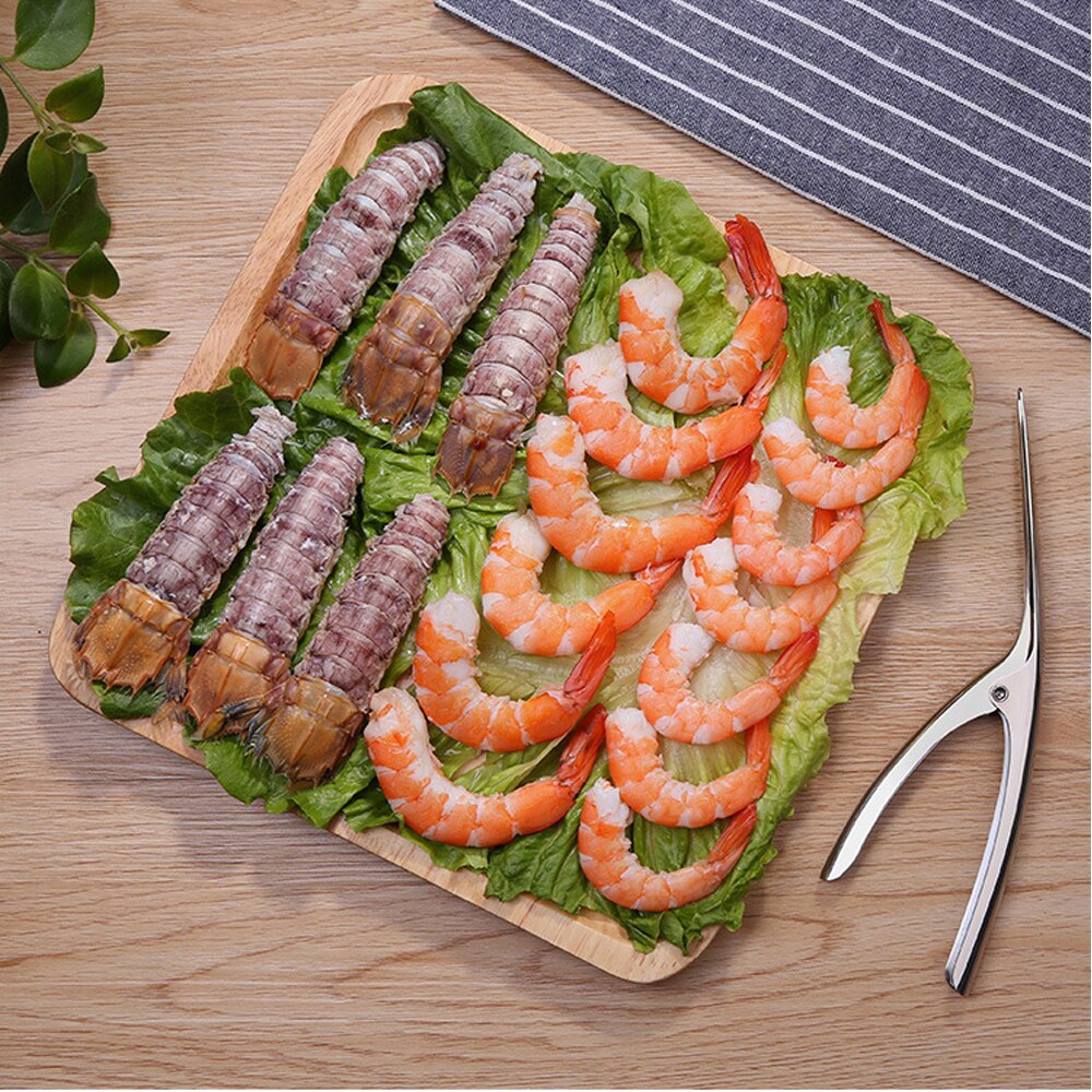 Pinzas peladoras de gambas, gambas, peladores de camarones y cocina de acero inoxidable, pelador, utensilio para pescar mariscos