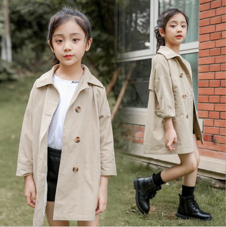 Kaki Meisjes Trenchcoat Lente Herfst Kinderen Jassen Meisjes Mode Kleding Hoogwaardige Bovenkleding Meisjes Jas 3 Te 14 Jaar