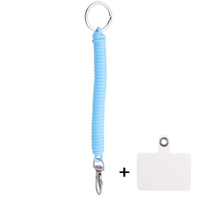 Cadena antipérdida, cuerda de resorte elástica en espiral, correa de cordón multifuncional para teléfono móvil, llavero, soporte, gancho de cierre: Blanco