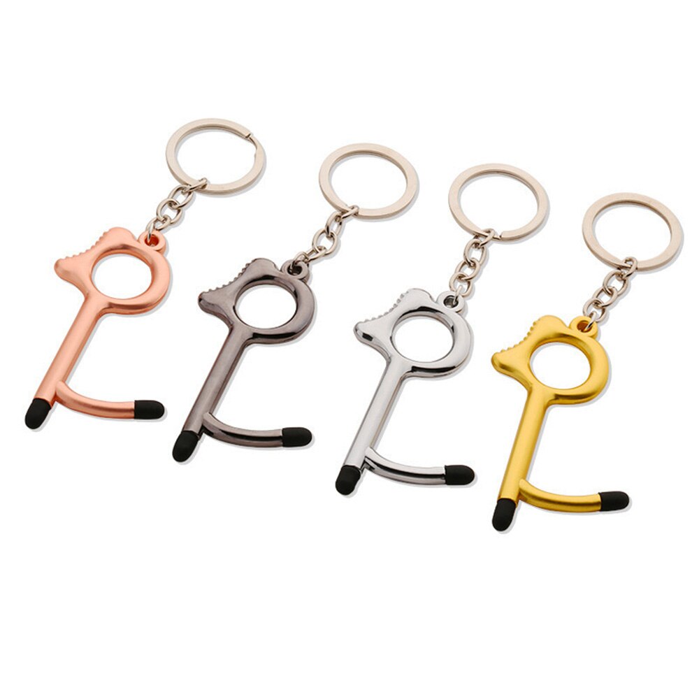 10 stuks/partij edc deuropener hygiëne hand antimicrobiële touchscreen stylus pers lift gereedschap deurgreep sleutelhanger: Gemengde sleutelhanger 1