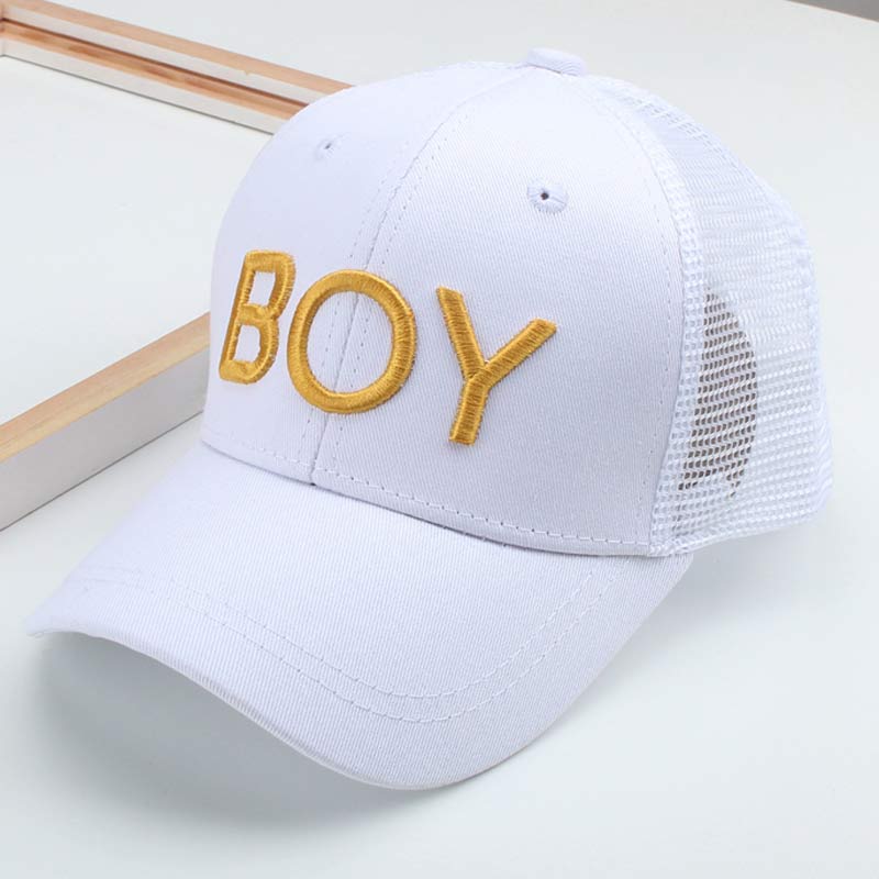 2-8 Jaar Kinderen Jongen Baseball Cap Meisjes Mesh Trucker Snapback Hoed Zwart 3D Brief Geel Wit Blauw Rood: WHITE