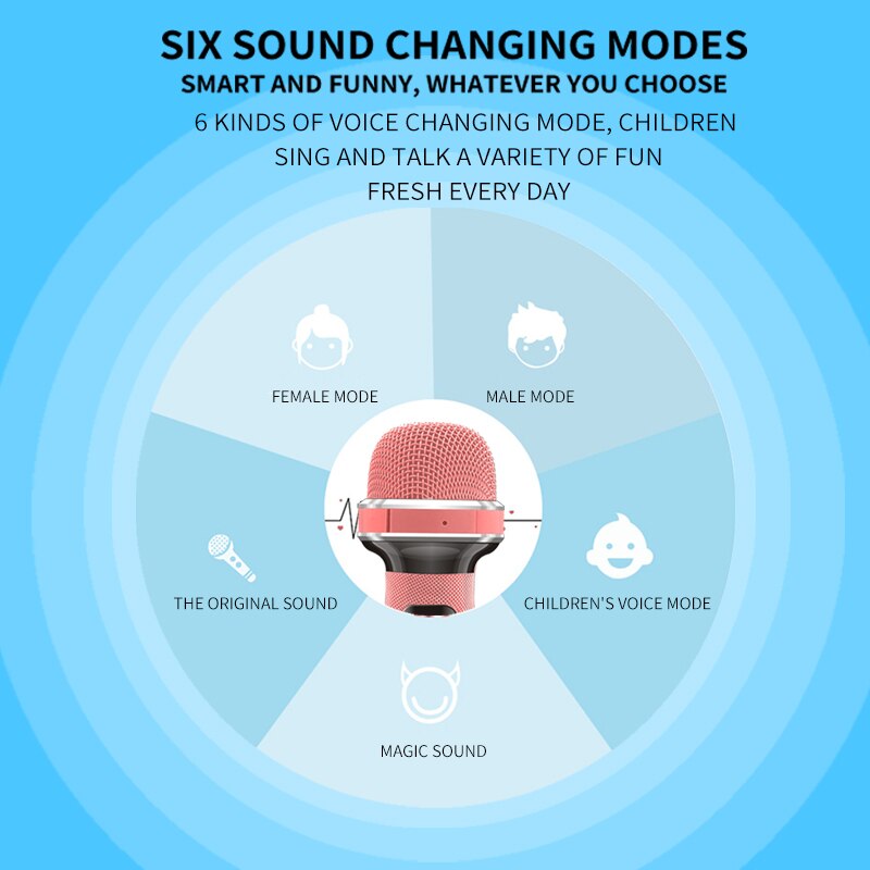 KINGLUCKY-Micrófono de Karaoke LY198, accesorio de mano, Bluetooth, inalámbrico, para niños, de navidad