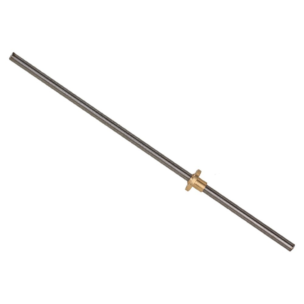 2Pcs T8 Lead Screw OD 8mm Pitch 2mm Lead 1mm Length 200 300 350 400 450 500mm Threaded Rods with Brass Nut for 3D Printer Z Axis