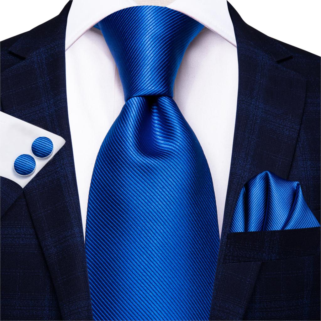 Hi-Tie-corbata de seda 100% para hombre, corbatas formales de lujo para boda, color azul, 8,5 cm