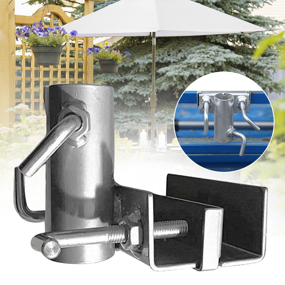 Metalen balkon stabiele waterdichte parasolstandaard terras strand regenkleding buiten tuin parasol vaste clip binnenplaats zware kwaliteit