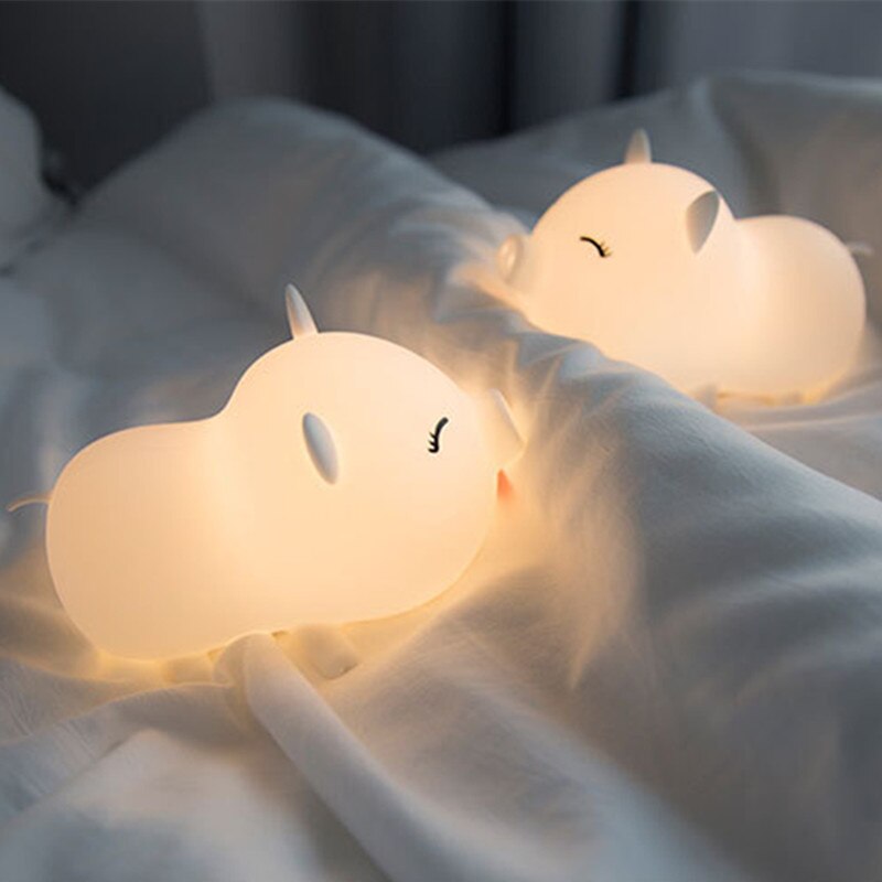 berühren Sensor Bunte Schwein LED Nachtlicht Karikatur Silikon Schreibtisch Tisch Lampe USB Schlafzimmer Nacht Lampe für freundlicher freundlicher Baby