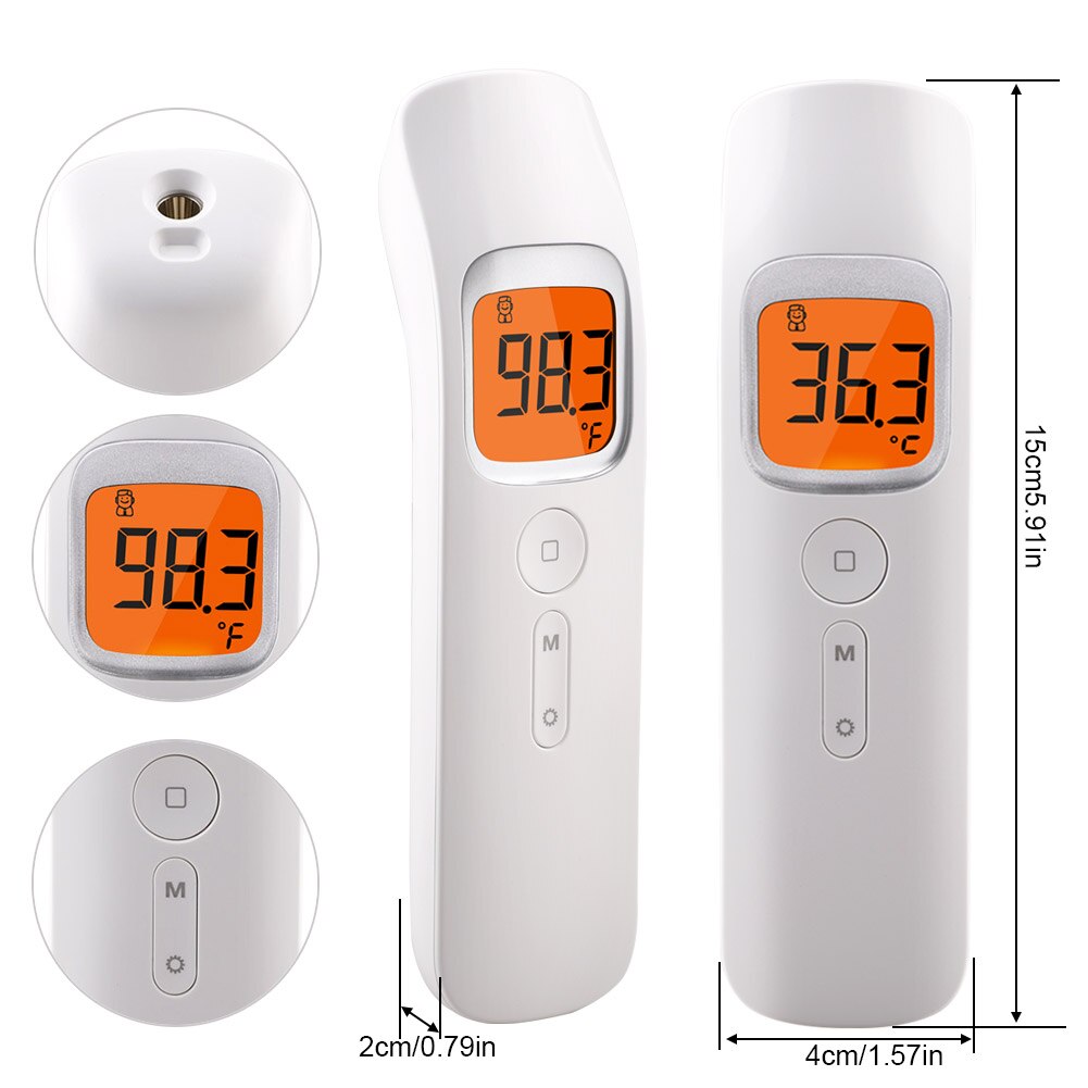 Digital lcd-baggrundsbelysning ikke-kontakt ir infrarødt termometer krop pande temperaturmåler med automatisk nedlukningsfunktion
