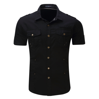 FREDD MARSHAll – chemise Cargo à manches courtes pour homme, couleur unie, travail, 55890: 55890Black / US Size XXL