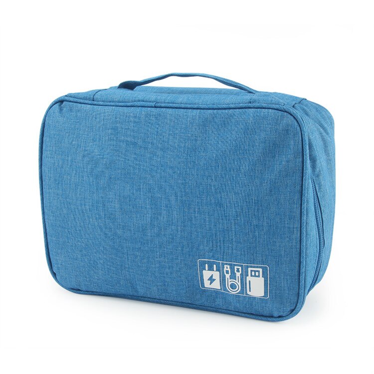 Bolsa de almacenamiento de cables digitales para viaje, organizador de energía móvil, impermeable, accesorios electrónicos, bolsa de viaje: sky blue