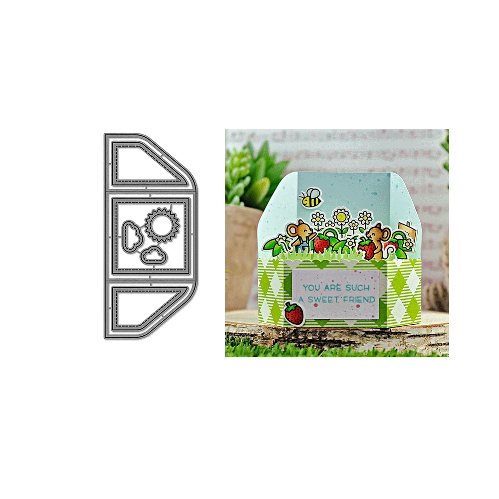 Troqueles de corte de Metal con marco de ventana de hojas de caída de casa de calabaza, troquelado en relieve para hacer tarjetas DIY, suministros para manualidades de álbumes de recortes: Blanco cremoso