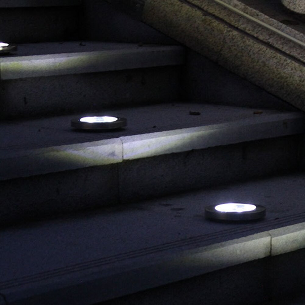 4pcs/set Lawn LED Ground Lights Underground Path Lamp Solar Powered Floor Landscape Garden Decor Yard Outdoor Waterproof Patio