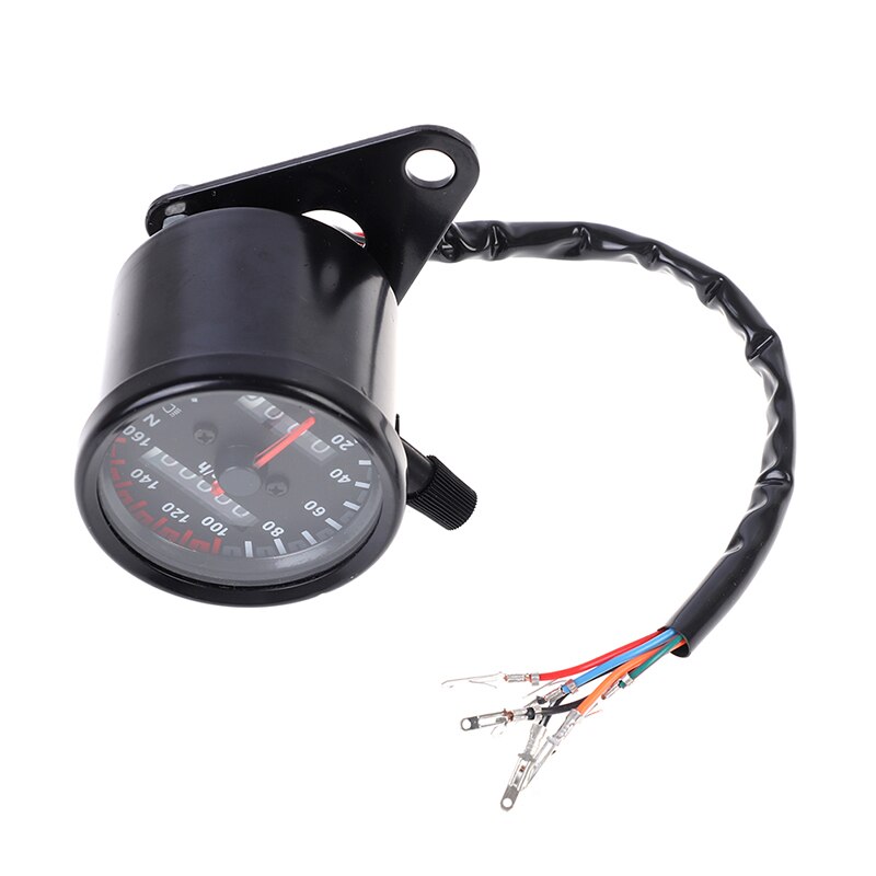 Universele Zwarte Motorfiets Dual Snelheidsmeter Kilometerteller 12V Moto Met Led Indicator