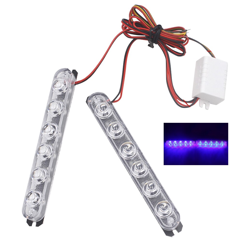Luz estroboscópica de policía para coche, camión y motocicleta, intermitente de advertencia de emergencia, luces traseras de freno y parada, 5/6 LED, 2 piezas: 6 Lights Blue