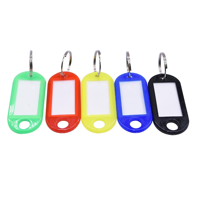 50 stk/parti nøgle id etiket tags plast nøglering nøgle tags id etiket brugerdefineret split ring bagage bagage tags nøglering nøglering nøglekort