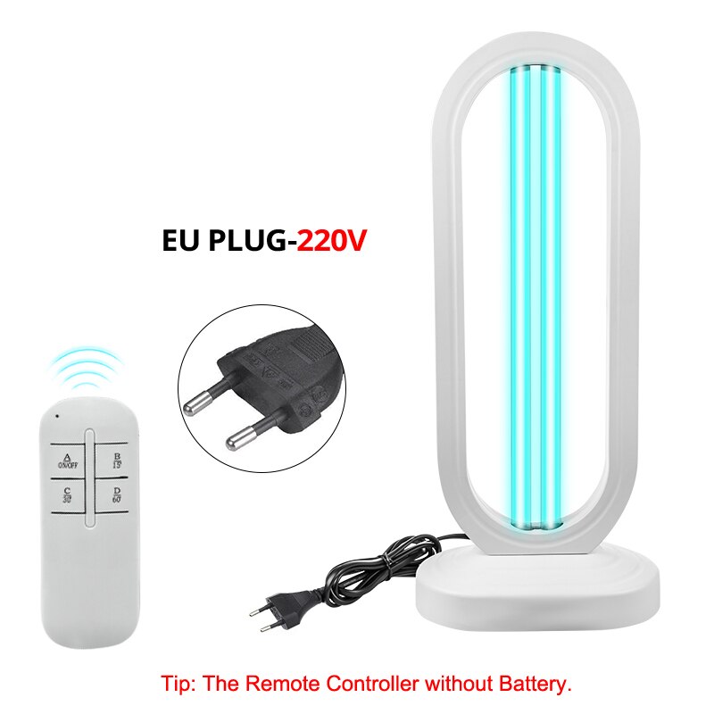 50W UV Lamp Sterilizer Ozone Quartz Lamp Irradiator UVC Bactericidal Disinfection Light 3-block Timer 15/30/60min Germicidal: 220V EU PLUG