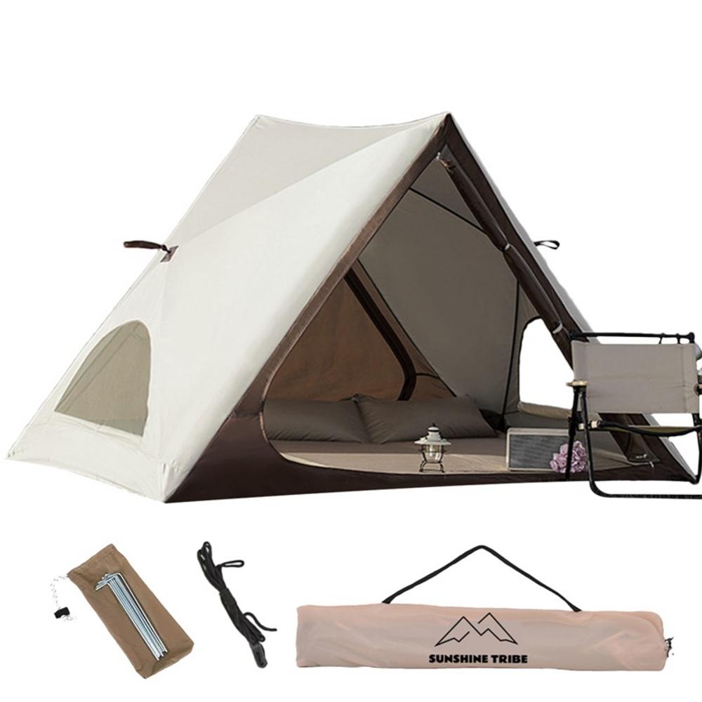 Tienda de campaña portátil Triangular, refugio solar abierto automático con estacas de tierra, parasol de fácil configuración con puertas delanteras y traseras para pescar: violet