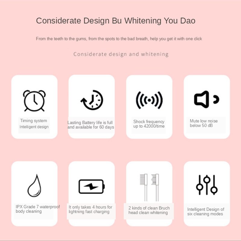 Sonic Toothbrush Smart Electric Tooth Brush Ultrasonic Automatic Toothbrush USB Fast Recharge IPX7 Waterproof for Adult X-7