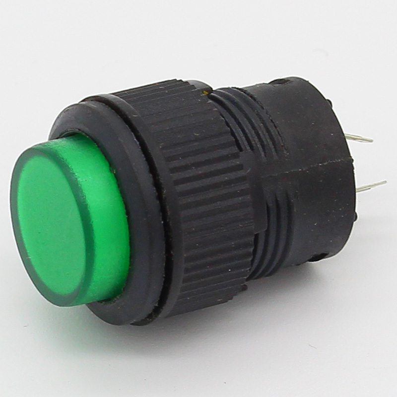 16mm Self-locking push button switch with LED ON-OFF: Green