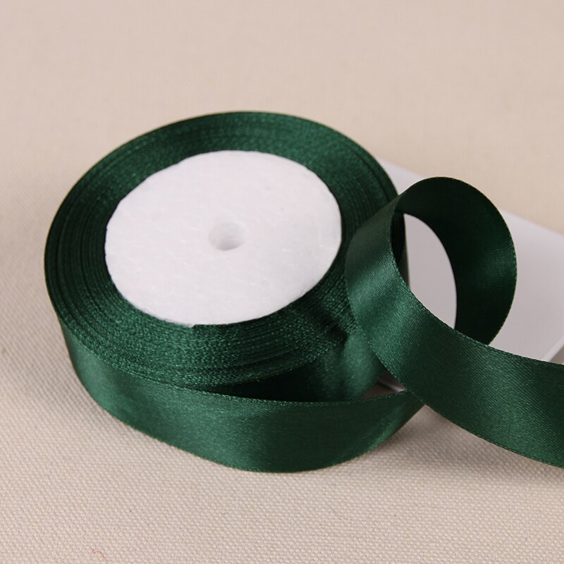 Cinta de satén de seda verde oscuro de 25 yardas, decoración del hogar para de boda, , ropa, tela de costura, Material de lazo, accesorios para el cabello DIY: Cobre envejecido