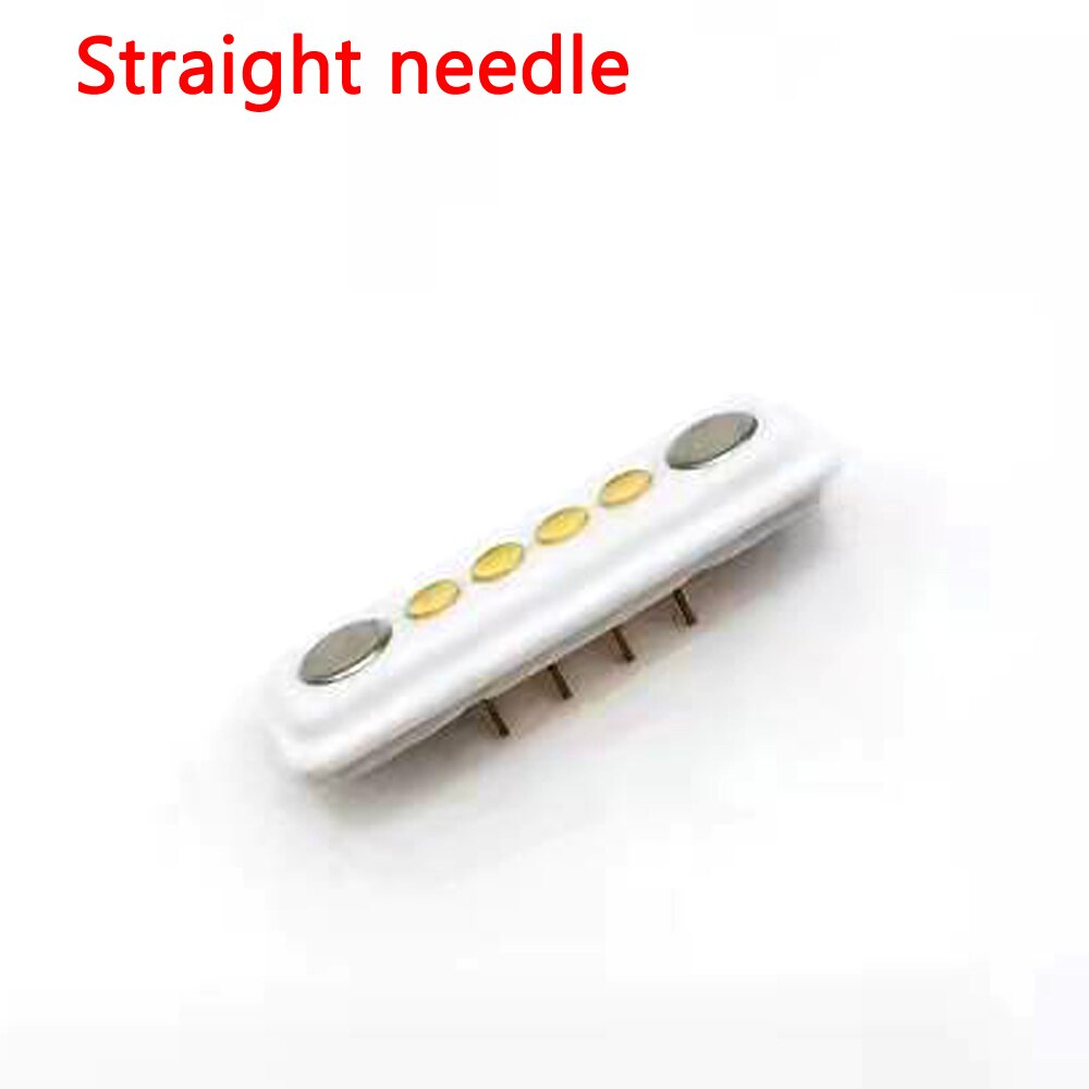 1sets Spring Loaded Magnetic Pogo Pin 4 Pins 2.54 MM Pitch Vertical Curved needle Row Through Holes Solder Female Probe Contact