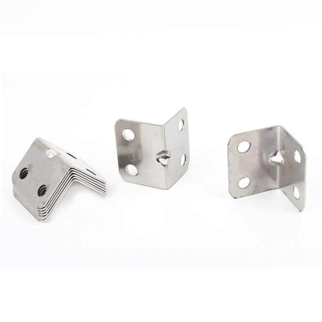 Stainless Steel Corner Braces Angle Brackets Silver Tone 8PCS