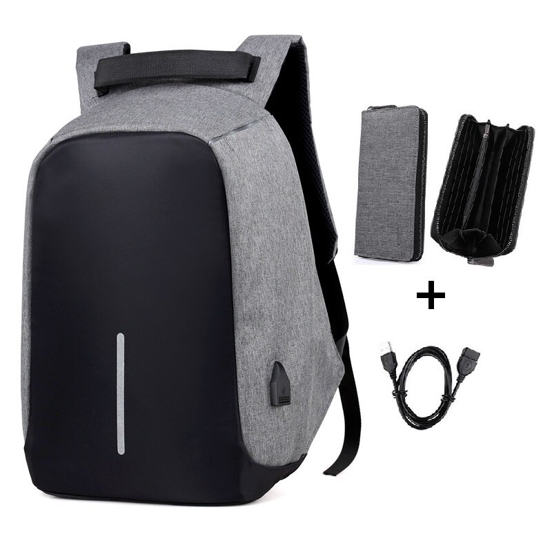 Adolescente zaini laptop Anti-furto smart zaino da viaggio Degli Studenti sacchetti di scuola mochila gris mujer Donne Degli Uomini USB Sacchetto di Ricarica: Set 9