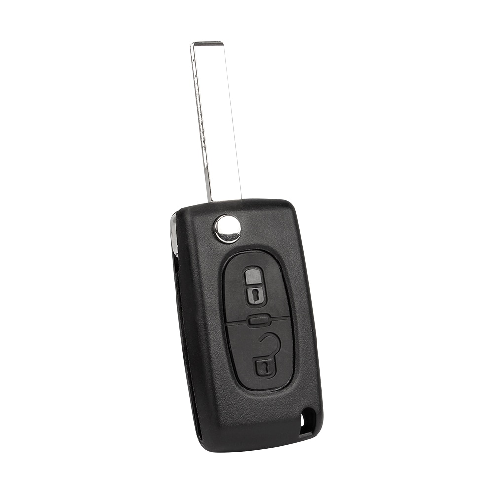 VDIAGTOOL-funda abatible de 2 botones para llave de coche carcasa plegable para llave Fob en blanco para Peugeot, sin logotipo con hoja de ranura (CE0536)