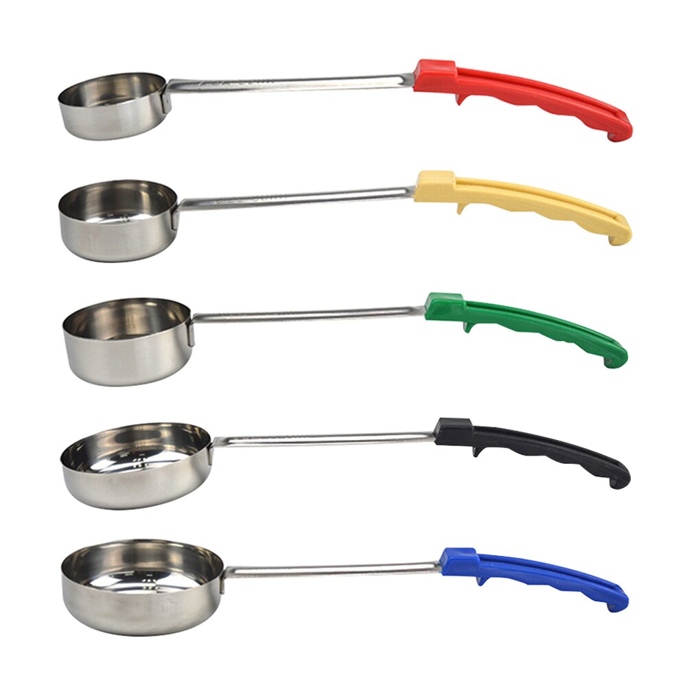 Stainless Steel Sauce Spoon with Long Rubber Handle Anti Pizza Spread Ladle Measuring Soup Spoon Kitchen Cooking Tableware
