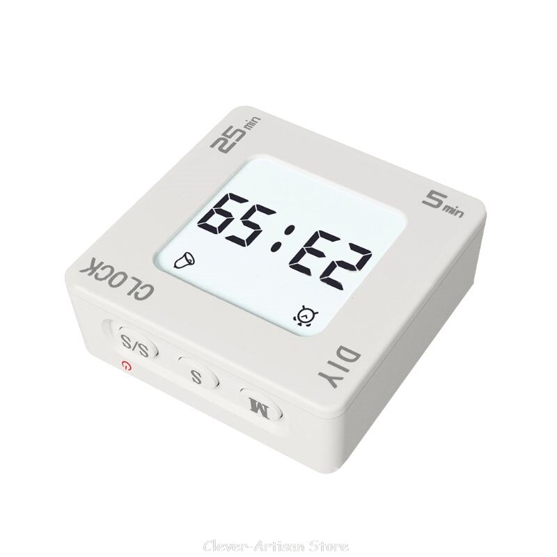 DIY Time Management Pomodoro Timer Square Alarm Clock Vibration Flashing Backlight Timer for Students Au 25 20: 1