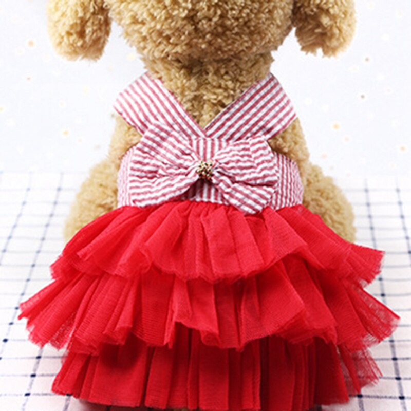 Gauze Skirt Summer Cool Dog Clothes Small Dog Clothing Pet Supplies Teddy Bichon Frise Striped Sling Dress