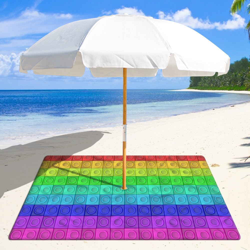 Band Tie Dye Square Beach Mat with 8CM Hole for Beach umbrella Microfiber sand free Multifunction Beach mat: printed 3 / 150x150cm