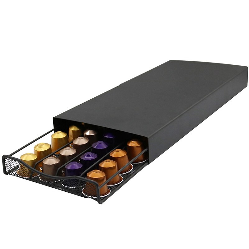 40 pods kaffekapselholder kaffekapselboks oppbevaringsstativ kaffeskuff for nespresso kaffekapsel