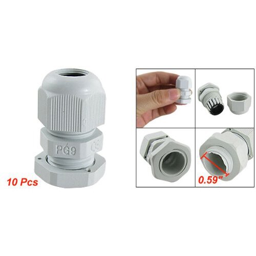 10 Pcs PG9 White Plastic Waterproof Cable Glands Joints: Default Title