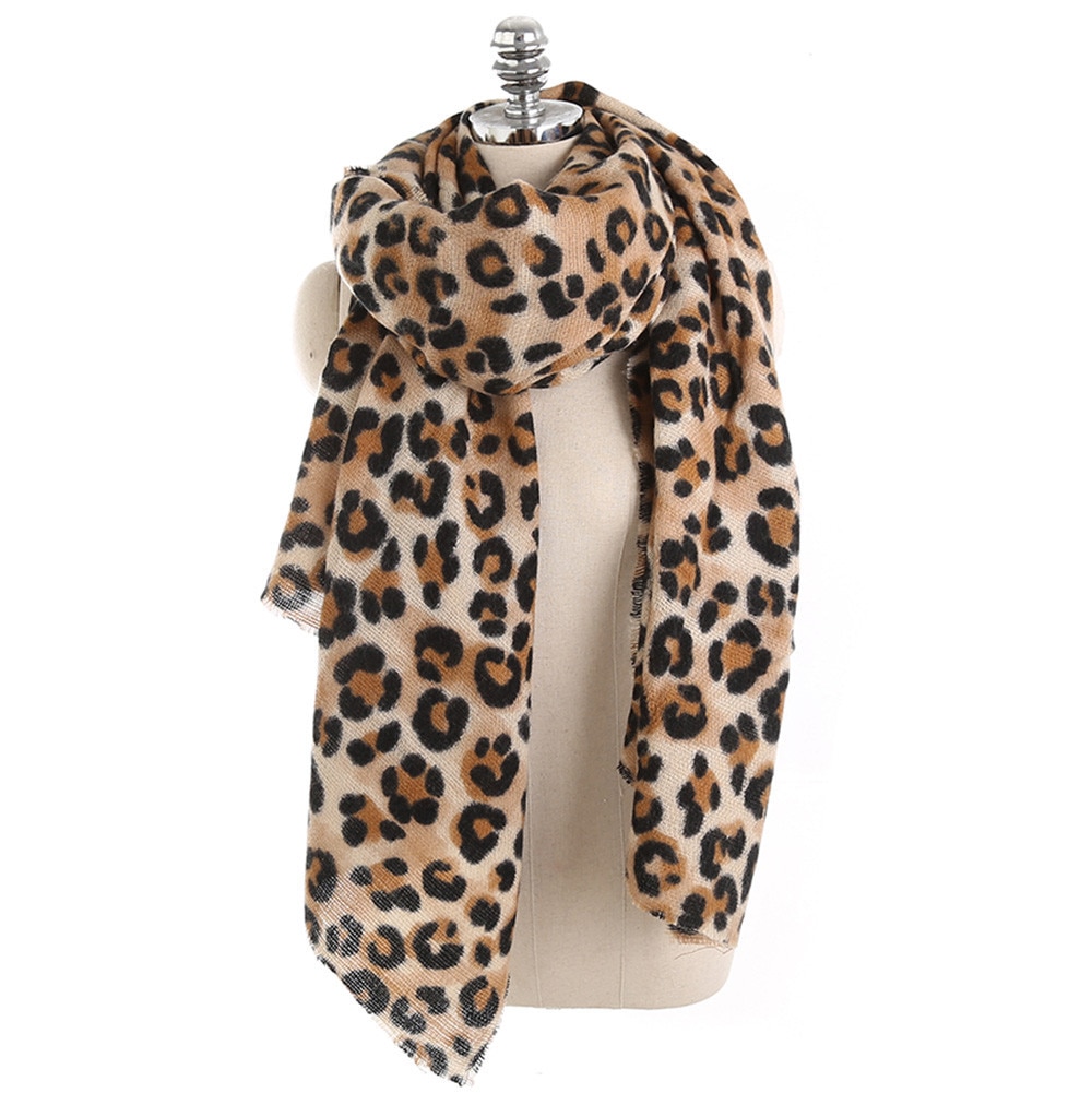 Große Größe Kaschmir Schal Frauen Winter Warm Leopard Gedruckt Schal Lange Weiche Schals Und Stolen Grundlegende Warp # RN