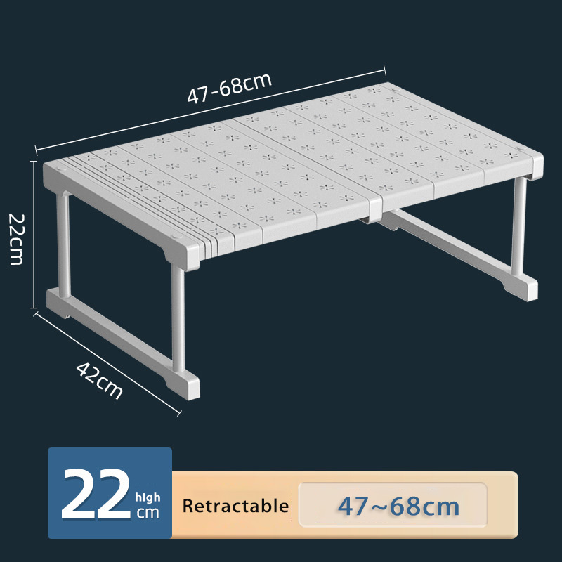 Expandable Closet Tension Shelf Storage Kitchen Stackable Shelves Adjustable Organizer Cabinet Wardrobe Sink Tension Shelf Rack: WHITE
