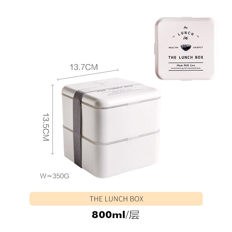 800ml japansk mikrobølgeovn madpakke bærbar børne plastik bento box 2 lag mikroovn spisestel mad opbevaringsbeholder madpakke: 1