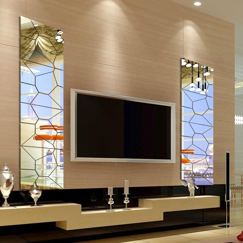 14 pièces acrylique géométrique Puzzle miroir autocollant mural bricolage Art mur décor autocollants salon miroir décoratif