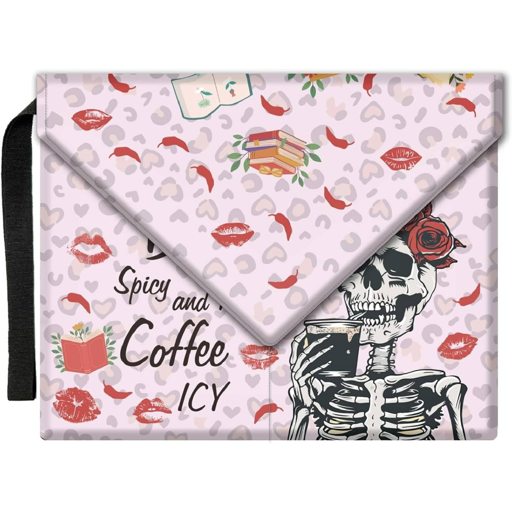 Skull Book Covers Pink Book Sleeve 11.6 X 9.3 Inch Book Protector for Paperbacks Washable Fabric Cloth Book Cover with Handle