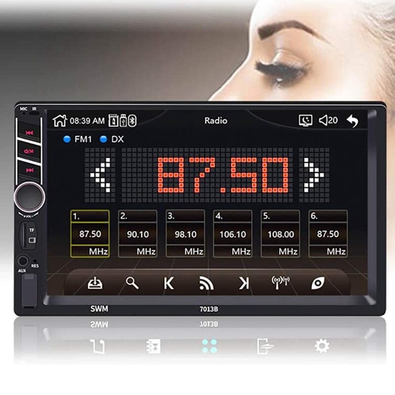 Dubbel din bilstereoradio 7 tums pressskärm d-play universal bil multimediaspelare med bluetooth fm-mottagare stöd