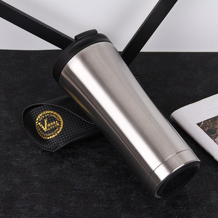UPORS Neue 500 ml Kaffee Becher Edelstahl Thermos Tasse Doppel Zauberstab Kaffee Tee Bahre Becher Wasser Flasche Thermocup draussen reise Becher: Silber-