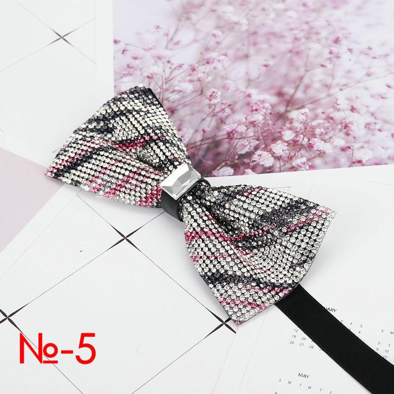 Nœud papillon rayé en diamant Pu pour hommes, accessoire de luxe, Super Cool, avec strass, pour mariage: 5