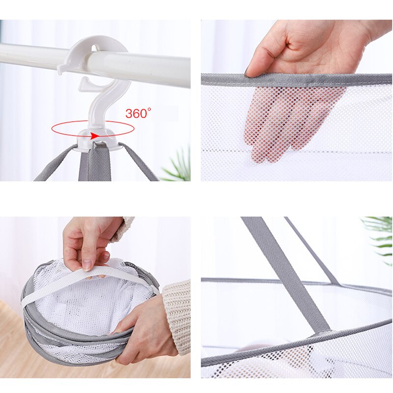 Double-Layer Clothes Drying Net Mesh Hanging Flat Clothes Drying Rack Collapsible Toys Dryer For Household drying socks