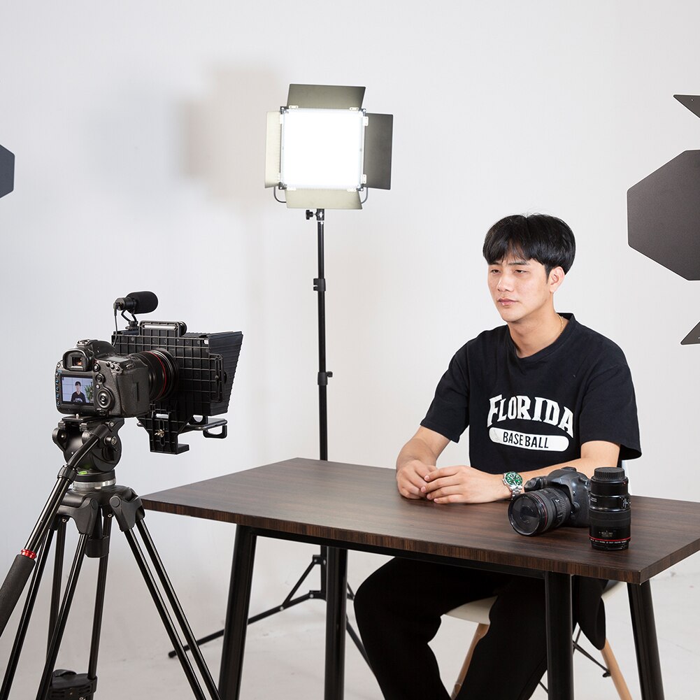 TC3 Portable Folding Teleprompter with Remote Control Lens Adapter Ring for iPhone iPad Tablet Phone DSLR Camera