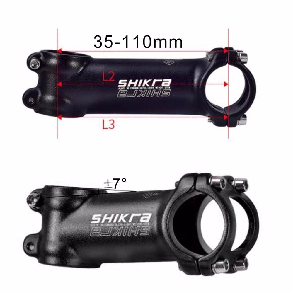 318mm Bike Stem 7 Degree MTB Road Mountain Bike Handlebar Stem 35/45/55/60/65/70/80/90/100/110mm Bicycle Power Parts