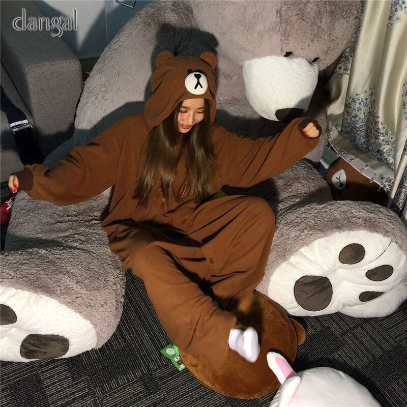 Kigurumi-Pijama Kawaii de oso Kumamoto, Unisex, de una pieza, suave, cálido,