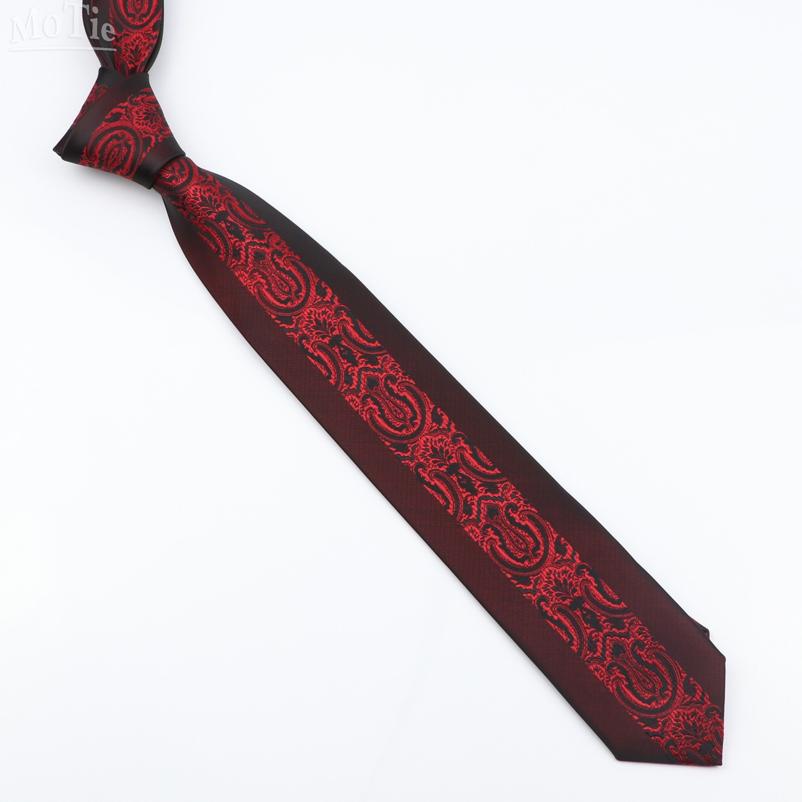 Corbata Jacquard roja y gris a la , 6cm, cuadros florales, retazos de poliéster, corbata ajustada para y negocios, traje, camisa, accesorio de