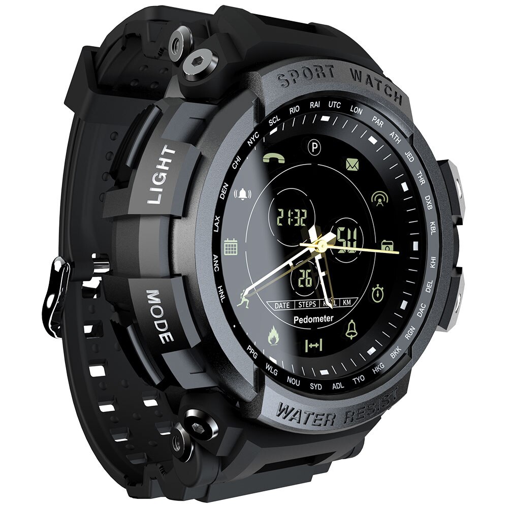 LOKMAT MK28 montre intelligente hommes horloge électronique hommes montres étanche podomètre Calories alarme sport hommes numérique Smartwatch: Black