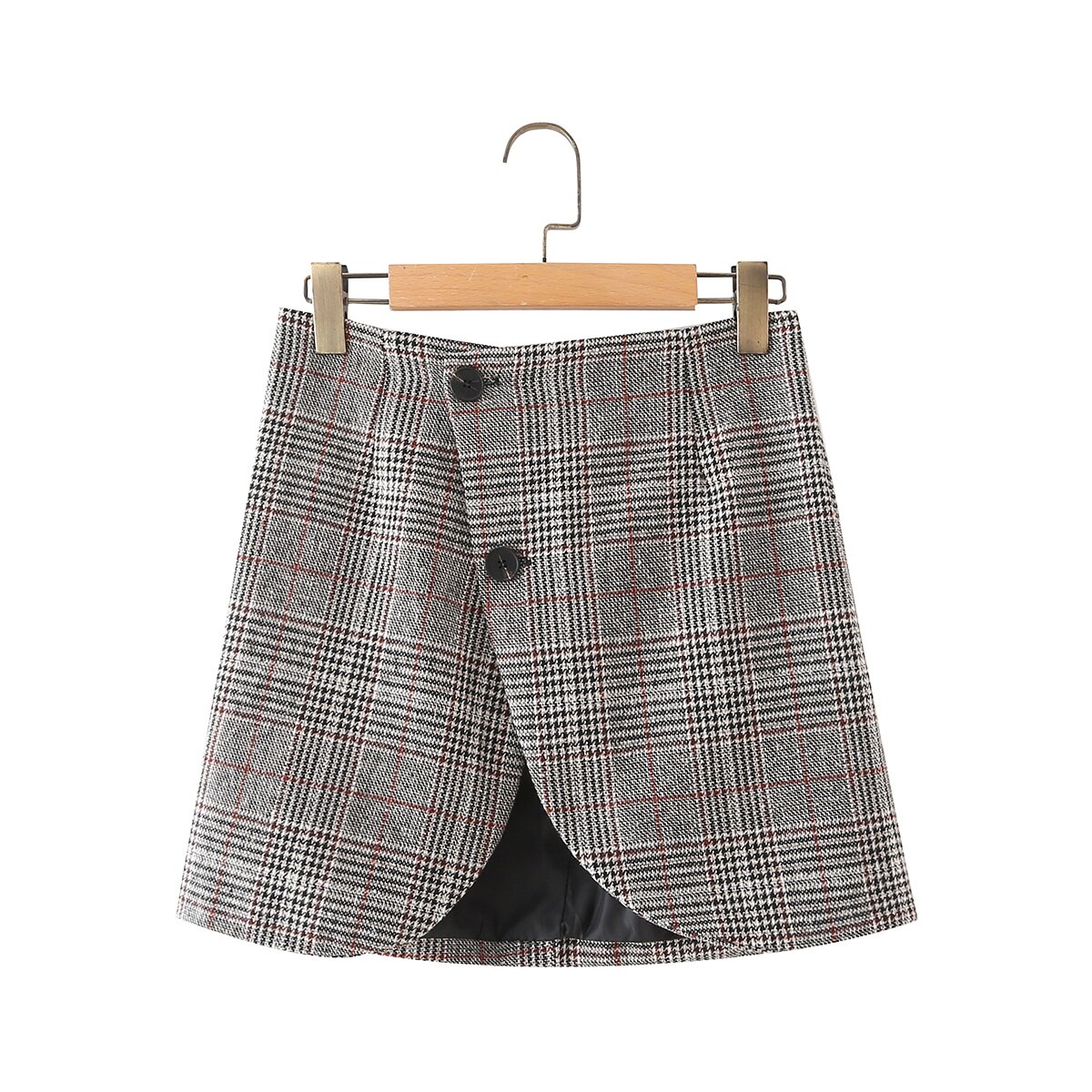 Ensemble blazer court et jupe, veste élégante, manches longues, pied-de-poule, échancré, costume 2 pièces, tenue de bureau pour femmes: skirt / L